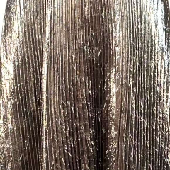 Precious Formals Metallic Silver Strapless Gown Pleated with Scarlet Band Sz 12 - Picture 6 of 10